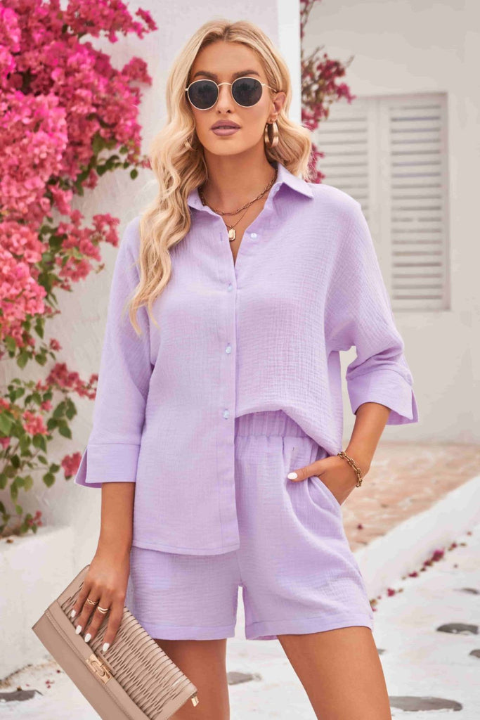 textured shirt women's - purple